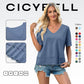 💥Gran venta de 2026, 49% de descuento👚Blusa de mujer de manga media con cuello en V y dobladillo de patchwork