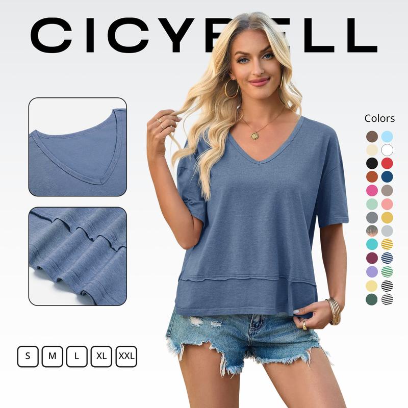 💥2026 Hot Sale 49% OFF👚Women's Half Sleeve V-Neck Top with Patchwork Hem