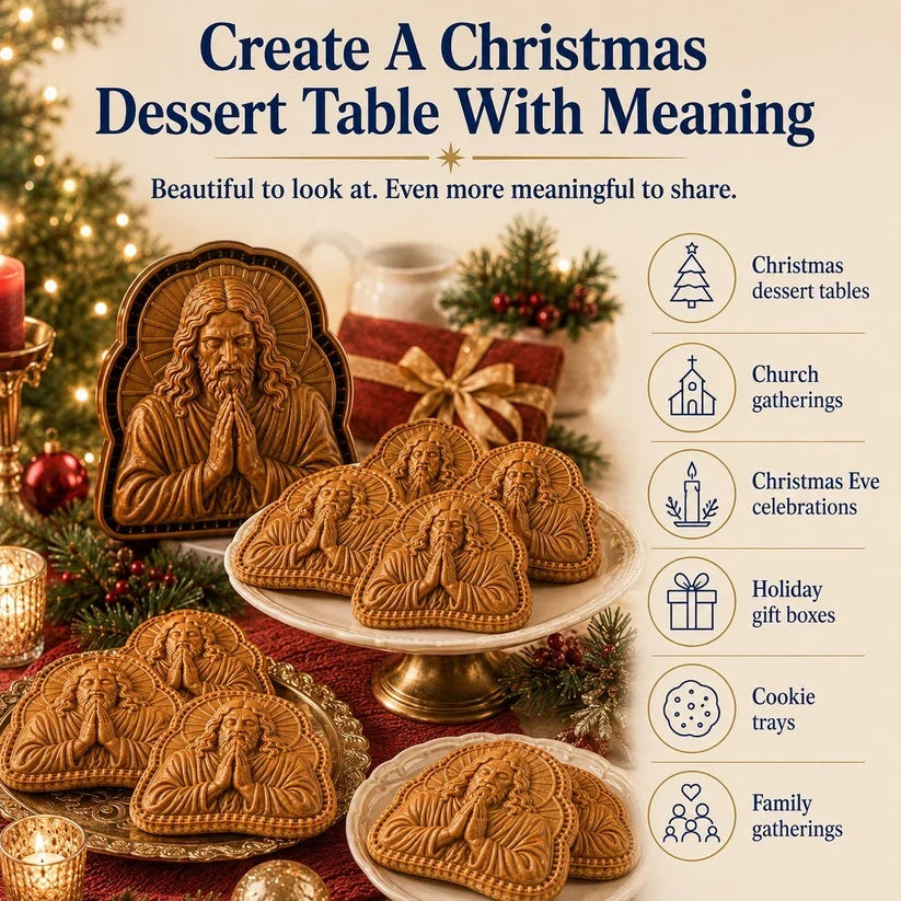 🔥HOT SALE 50% OFF✝️ Faith & Nativity Christmas Mini Pie Mold Collection | Reusable Embossed Molds for Shaping Detailed Praying Jesus, Nativity Stable and so on Pies🥧✨
