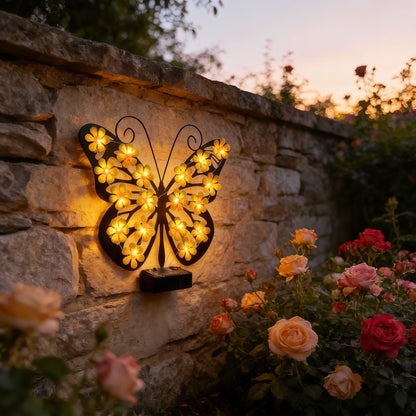 🦋 Solar Metal Butterfly Wall Light