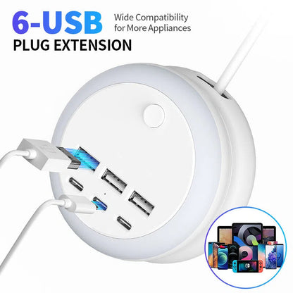 Ultimate 7-in-1 Retractable USB Charging Station with 8-Color Mood Lighting