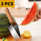 Triangle Watermelon Cutter, Stainless Steel with Wooden Handle - Melon Slicer, Fruit Cutter for Kitchen Gadgets
