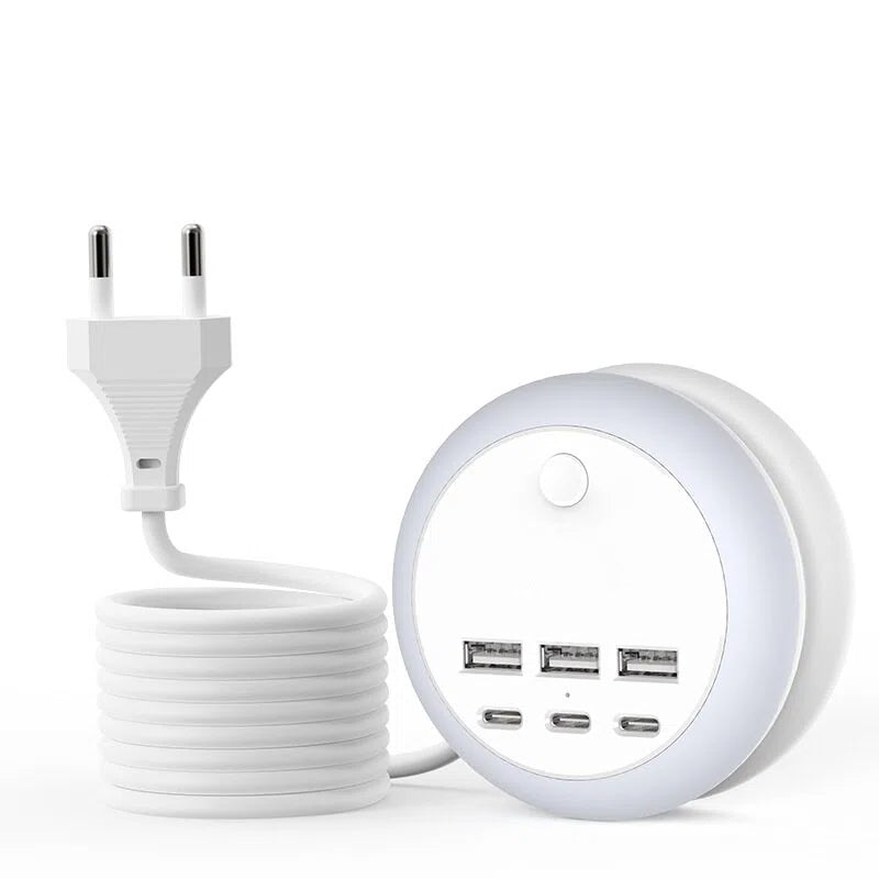 Ultimate 7-in-1 Retractable USB Charging Station with 8-Color Mood Lighting