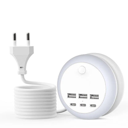 Ultimate 7-in-1 Retractable USB Charging Station with 8-Color Mood Lighting