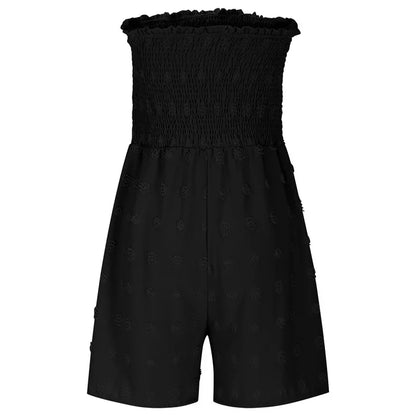 🎉Último día de promoción 50% DE DESCUENTO💃Mono de mujer sin tirantes con volantes, fruncido, con lazo frontal y pernera ancha