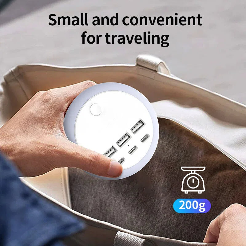 Ultimate 7-in-1 Retractable USB Charging Station with 8-Color Mood Lighting