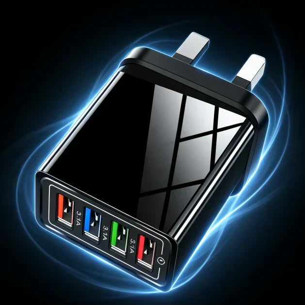 ⚡️Secret to Faster Phone Performance⚡️Four-Port Travel Charger for Extended Phone Battery Life