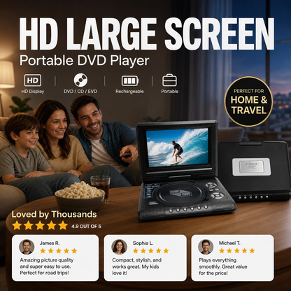 🎁Best Gift for Your Family: 50% OFF!🎉—📺 7.8" HD Portable DVD/EVD Player – Large Screen, Rechargeable & Compatible with DVD/CD/USB/SD