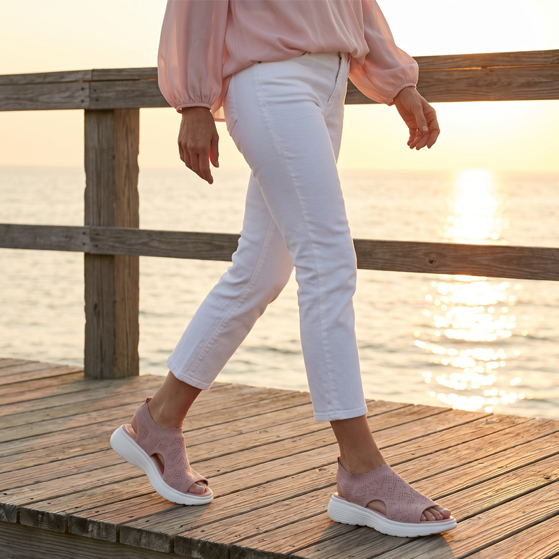 ⏳Time-Limited Special Price: ￡13.99!!🎁Women’s Knit Platform Sandals – Lightweight, Breathable & Arch-Supported 🏝️☁️  Cushioned Memory Foam Footbed • Non-Slip Sole • All-Day Comfort for Summer Walks, Holidays & City Days 🎁🇬🇧