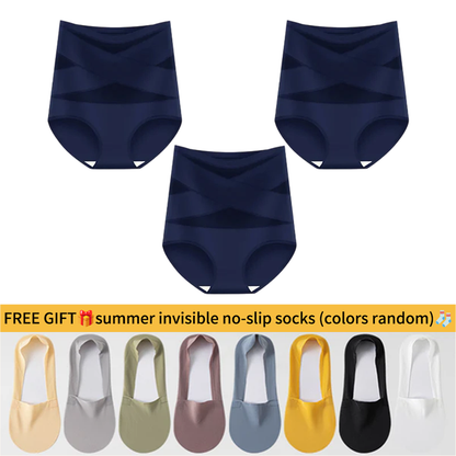 💖Hot Sale-Buy 1 Get 3 Packs💖Plus-Size High-Waist Cross Tummy Control Panties