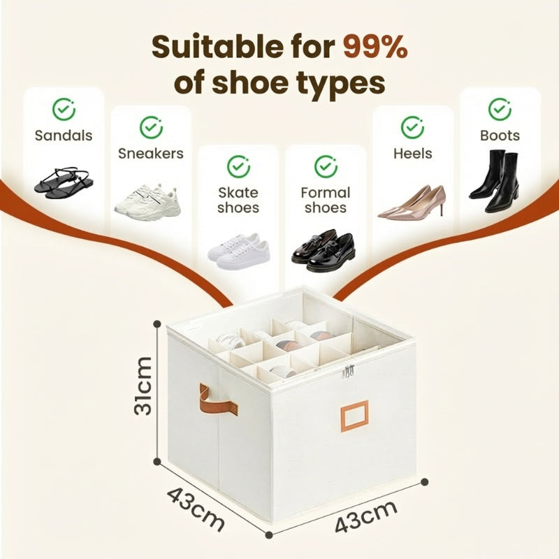👟 Fabric Shoe Organizer Storage Box – Foldable, Large Capacity, Dustproof & Breathable for Closet & Bedroom 🧺✨-UK