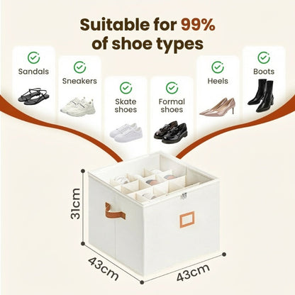 👟 Fabric Shoe Organizer Storage Box – Foldable, Large Capacity, Dustproof & Breathable for Closet & Bedroom 🧺✨-UK
