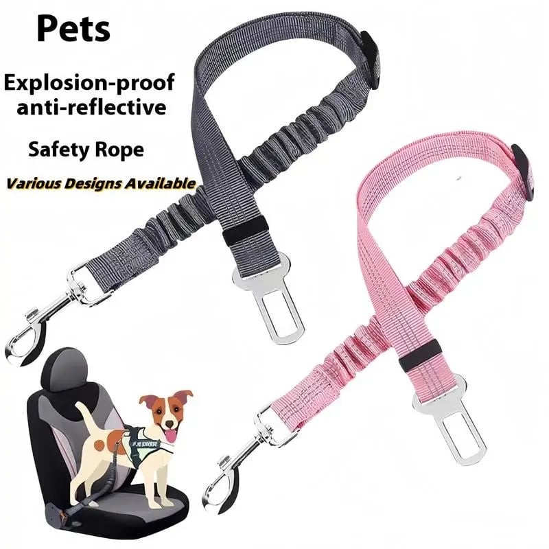 🐱🐶 2-Pack Pet Seatbelts – Car Headrest Restraint, Adjustable Safety Leads