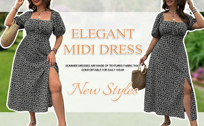 💗Summer Specials-60% OFF💗Plus-size Short Sleeve Split Floral Print Dress