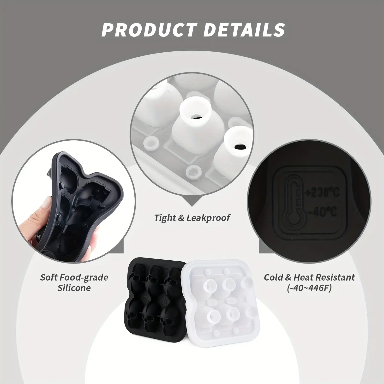 3D Skull Silicone Ice Cube Mold (6-Cavity/BPA-Free)