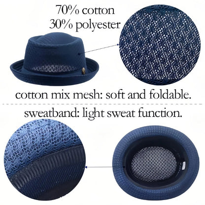 Summer Breathable Mesh Pork Pie Hat