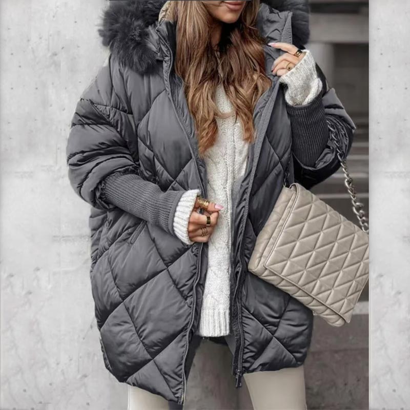 ❄️Especiales de Invierno❄️ Abrigo Parka de Mujer de Largo Medio con Mangas de Punto y Retales