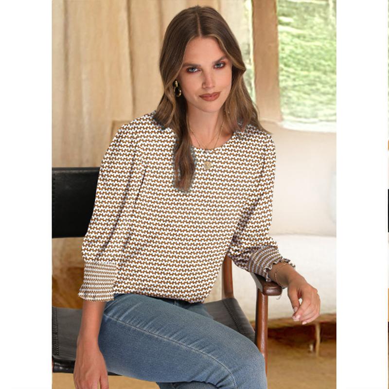 ☀️Summer Hot Sale 50% OFF🌼Blouses for Women Dressy Casual 3/4 Length Sleeve Tops with Smocked Cuffs