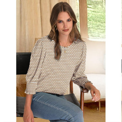 ☀️Summer Hot Sale 50% OFF🌼Blouses for Women Dressy Casual 3/4 Length Sleeve Tops with Smocked Cuffs