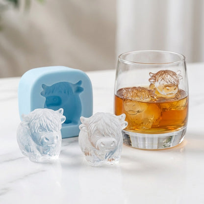 ⏳Last Day Special Price ￡6.99!!🐮 Mini Highland Cow Ice Cube Mold – Cute 3D Ice for Drinks, Parties & Gifts