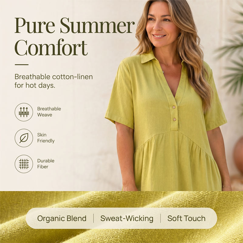💝Solid Color Comfort Lapel Button Dress