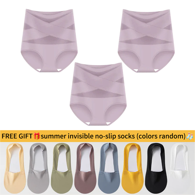 💖Hot Sale-Buy 1 Get 3 Packs💖Plus-Size High-Waist Cross Tummy Control Panties