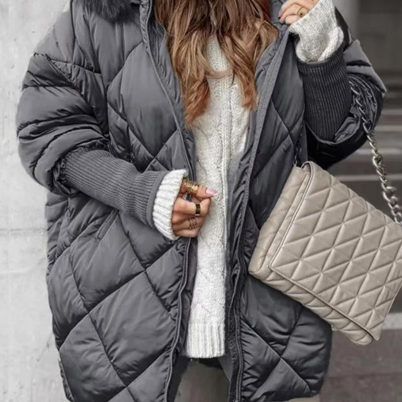 ❄️Especiales de Invierno❄️ Abrigo Parka de Mujer de Largo Medio con Mangas de Punto y Retales