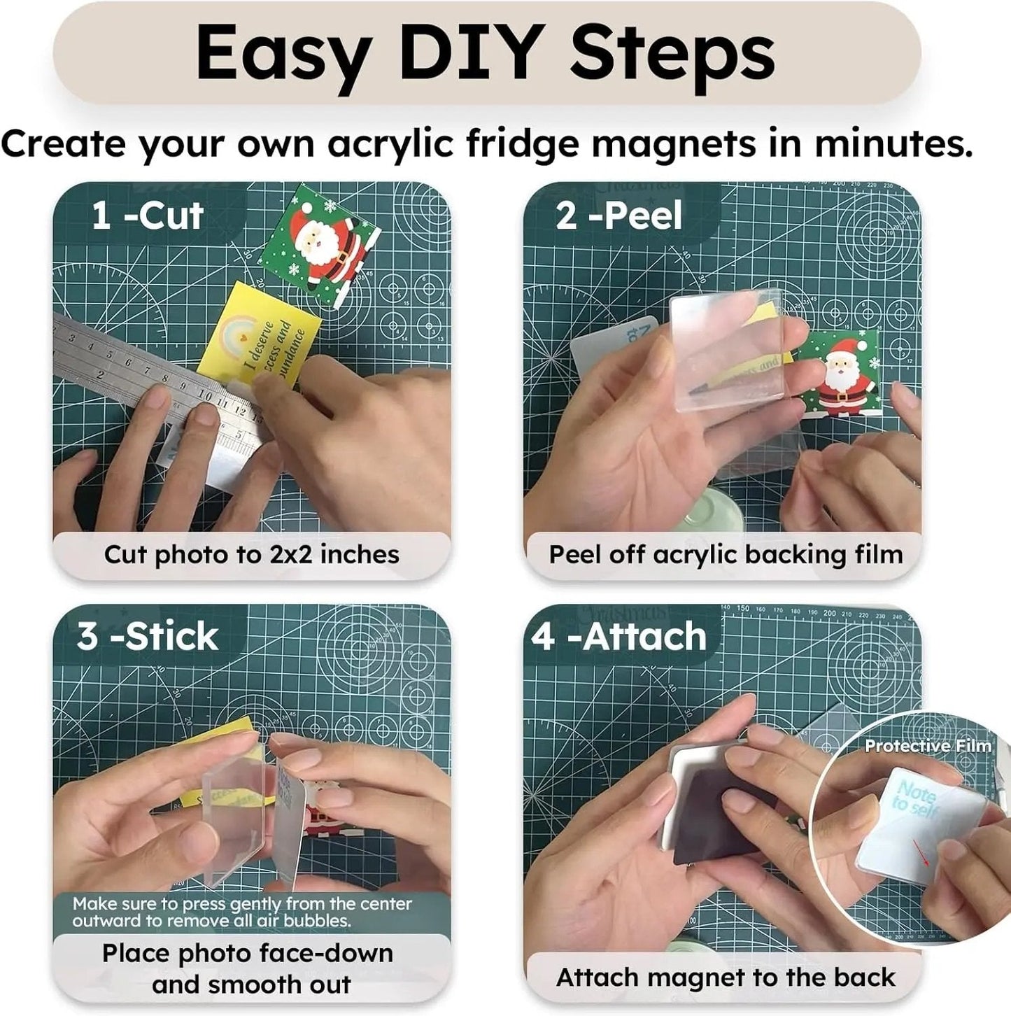 🎁 49% OFF🔥Buy 3 Get 1 Free🎁✂10 Pack Clear Acrylic DIY Fridge Magnet Set with Adhesive Backing – Square Magnetic Photo Frames with Stunning 3D Effect 💕
