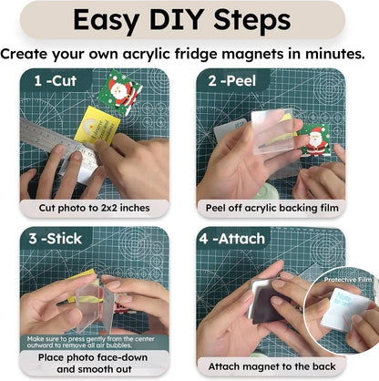 🎁 49% OFF🔥Buy 3 Get 1 Free🎁✂10 Pack Clear Acrylic DIY Fridge Magnet Set with Adhesive Backing – Square Magnetic Photo Frames with Stunning 3D Effect 💕