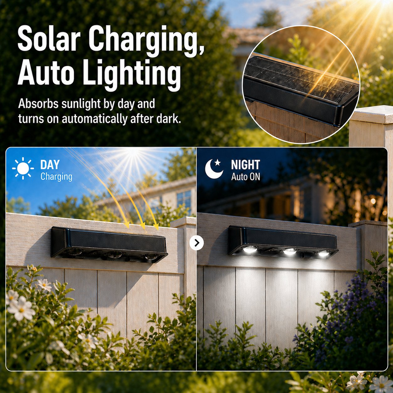 💡 7 Colors + RGB Solar Fence Lights