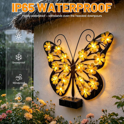 🦋 Solar Metal Butterfly Wall Light