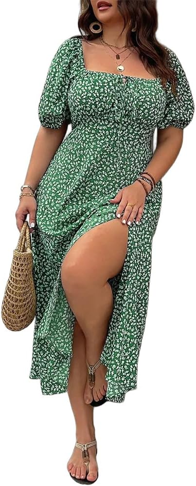 💗Summer Specials-60% OFF💗Plus-size Short Sleeve Split Floral Print Dress