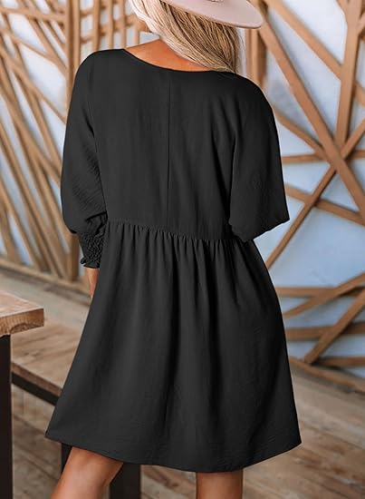 🌷Summer Hot Sale 50% Off💕Round Neck Dress with 3/4 Sleeves