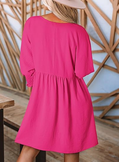 🌷Summer Hot Sale 50% Off💕Round Neck Dress with 3/4 Sleeves