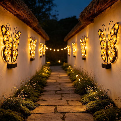🦋 Solar Metal Butterfly Wall Light
