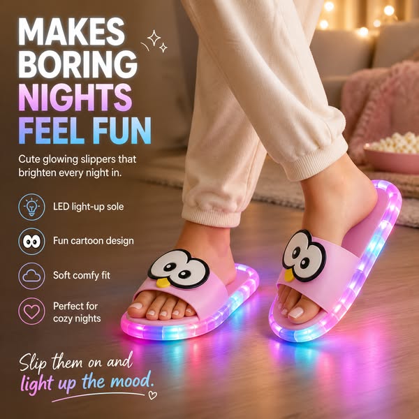 🏖️LAST DAY SALE ONLY ￡12.99!!🔥Penguin Glow Slippers 🐧✨  Flashing LED Soles • Cosy & Fun for All Ages • Perfect for Gifting! 🎁