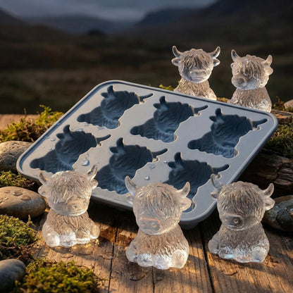 ⏳Last Day Special Price ￡6.99!!🐮 Mini Highland Cow Ice Cube Mold – Cute 3D Ice for Drinks, Parties & Gifts