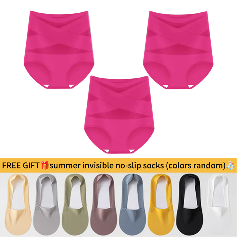 💖Hot Sale-Buy 1 Get 3 Packs💖Plus-Size High-Waist Cross Tummy Control Panties