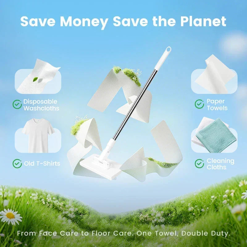 🔥Extendable Telescopic Disposable Flat Clip Mop, 360° Swivel Lightweight Floor Mop