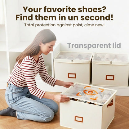 👟 Fabric Shoe Organizer Storage Box – Foldable, Large Capacity, Dustproof & Breathable for Closet & Bedroom 🧺✨-UK