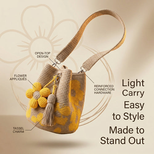 ☀️2026 HOT SALE 49% OFF🧵🌸Handmade Crochet Flower Tote 🌼✨