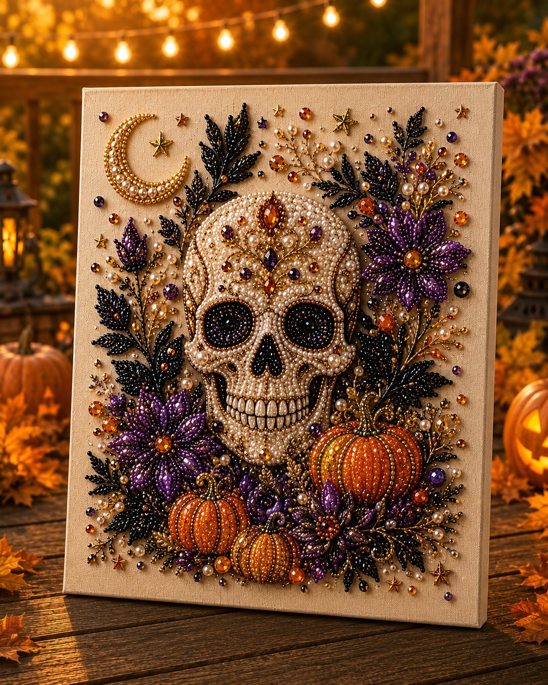 💥 Last Day 50% OFF👻✨🎃 Halloween Pearl Painting Kit – 5D DIY Beaded Art Craft Set with Full Tools ✨ | Spooky Pumpkin, Witch & Black Cat Design 🕯️ | Festive Wall Decor & Unique Gift for Adults & Teens 🎁