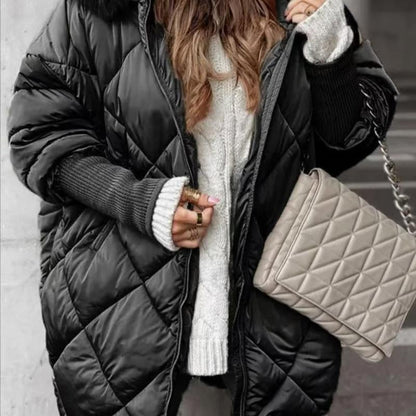❄️Especiales de Invierno❄️ Abrigo Parka de Mujer de Largo Medio con Mangas de Punto y Retales