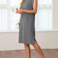 🔥Sommer-Sale 49% RABATT💥Damen Rundhals-Midikleid mit lockerem Schnitt, Faltenfrei und Taschen