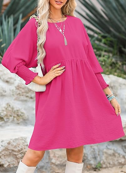 🌷Summer Hot Sale 50% Off💕Round Neck Dress with 3/4 Sleeves
