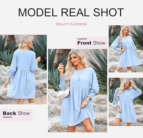 🌷Summer Hot Sale 50% Off💕Round Neck Dress with 3/4 Sleeves
