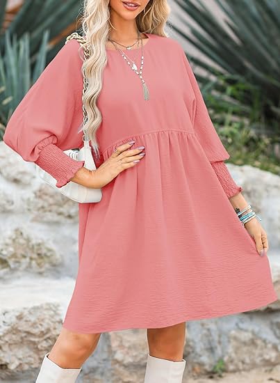 🌷Summer Hot Sale 50% Off💕Round Neck Dress with 3/4 Sleeves