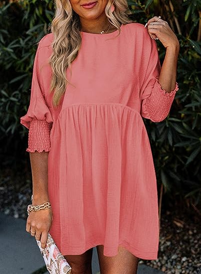 🌷Summer Hot Sale 50% Off💕Round Neck Dress with 3/4 Sleeves