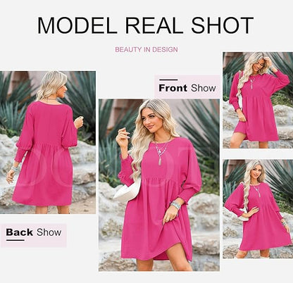 🌷Summer Hot Sale 50% Off💕Round Neck Dress with 3/4 Sleeves
