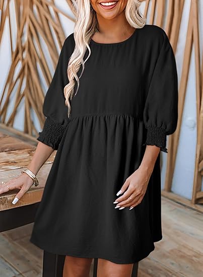 🌷Summer Hot Sale 50% Off💕Round Neck Dress with 3/4 Sleeves